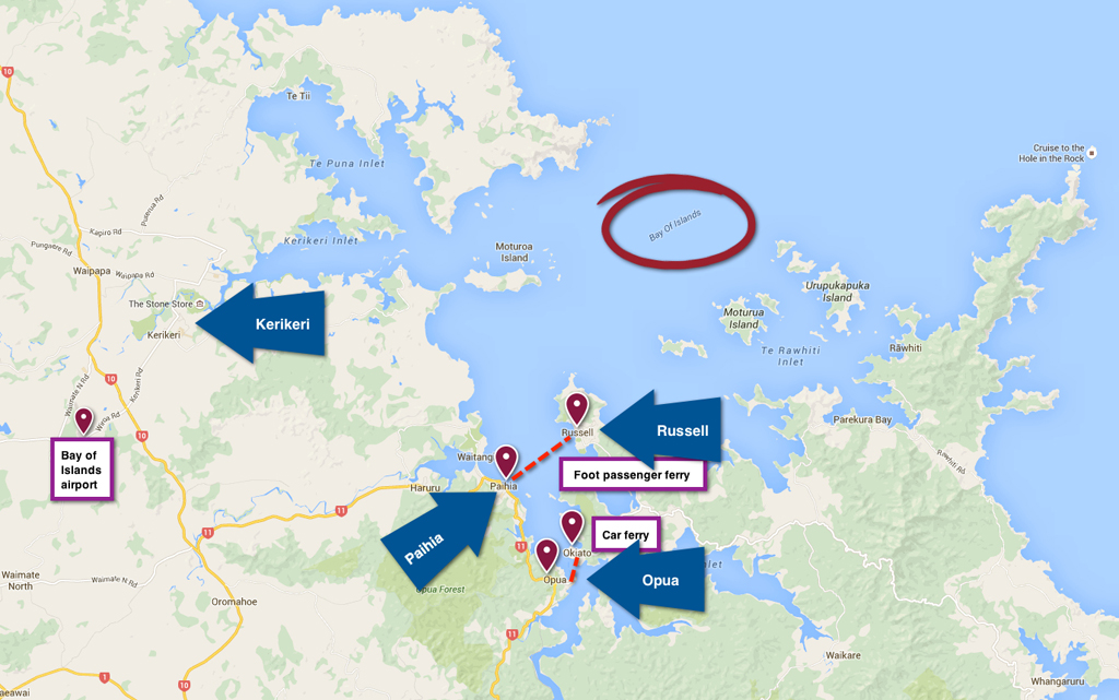 Quickstart Guide To The Bay Of Islands Baywatcher   Bay Of Islands Map 