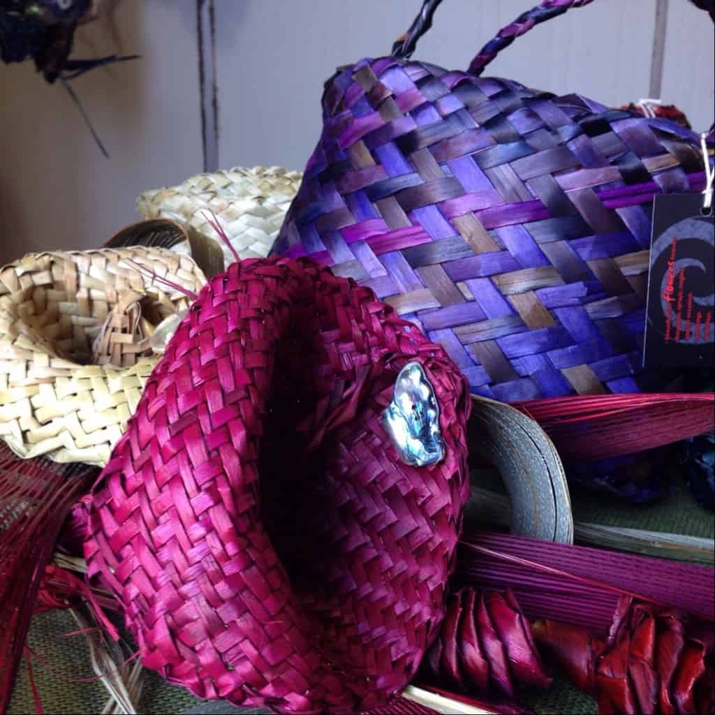 Kete (traditional Maori flax weaving) at The Old Packhouse Market.