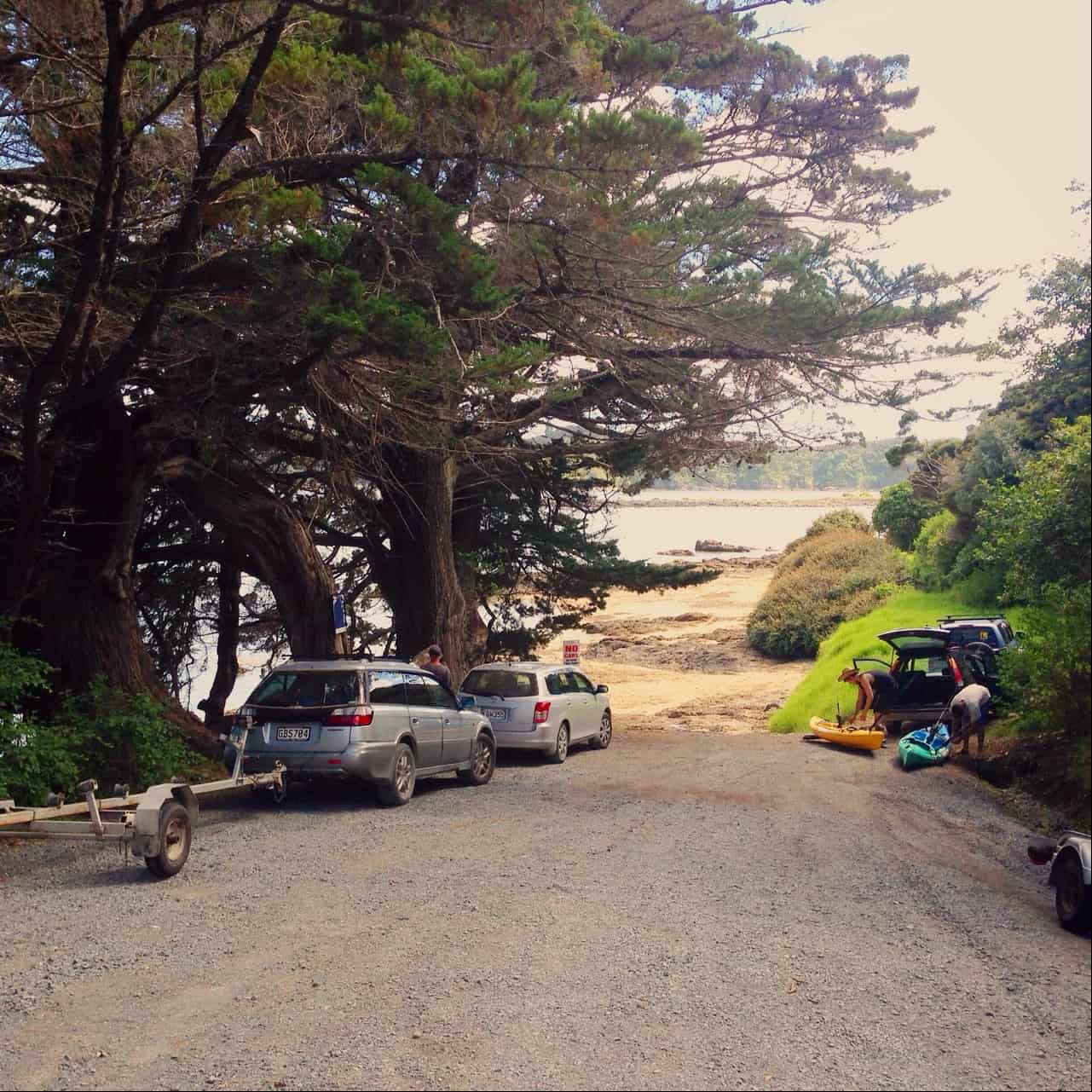 There isn't much parking space at Wharau Road Beach